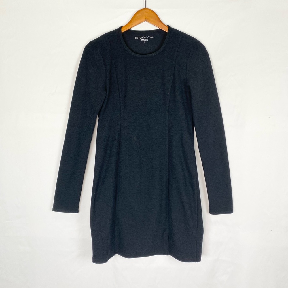 Beyond Yoga Spacedye After Dark‎ Midi Dress Size Medium Long Sleeve Slit Stretch